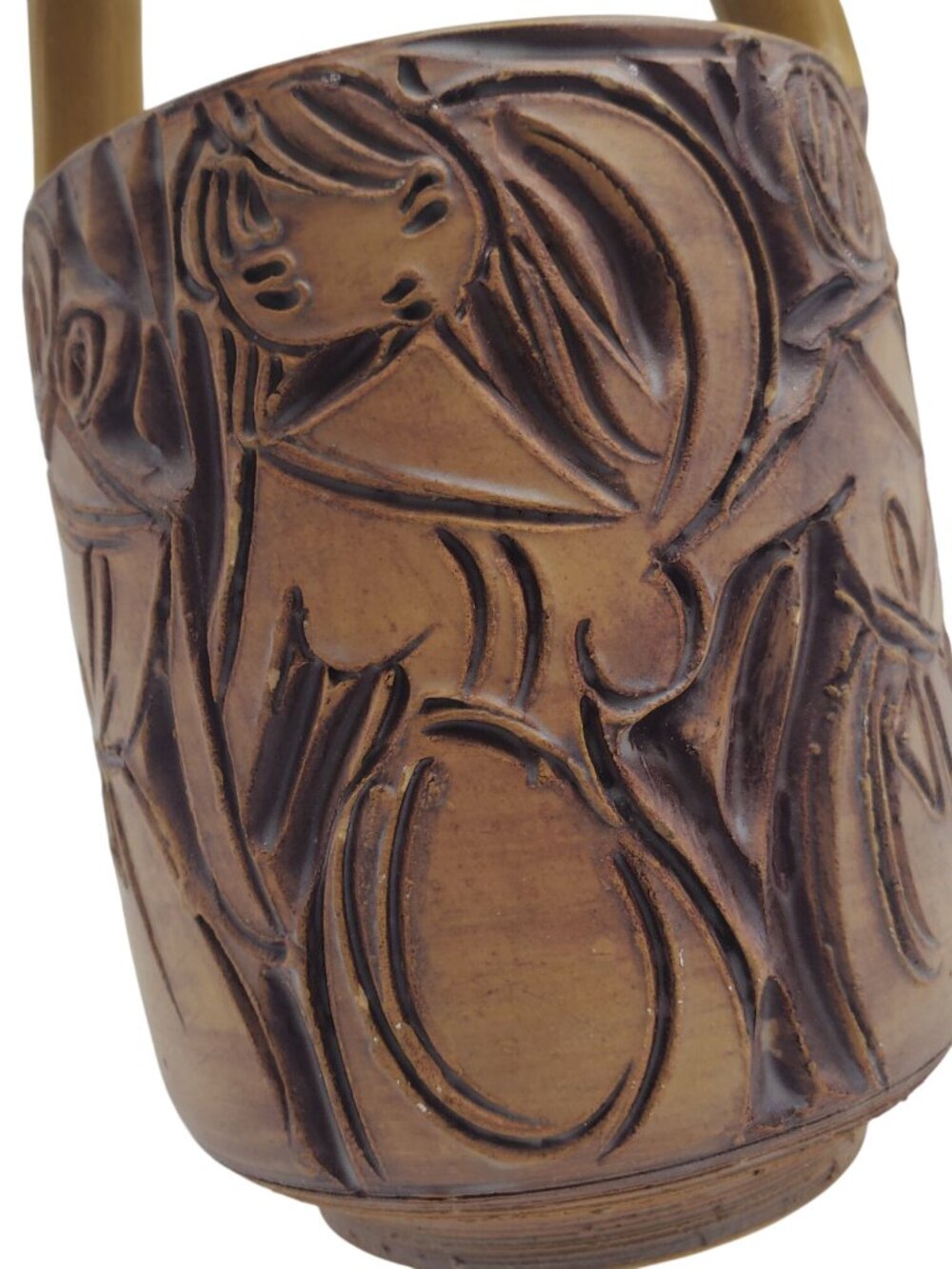 Vintage Handmade Italian Ceramic Basket Vase With Intricate Relief Design & Hand - Picture 8 of 14
